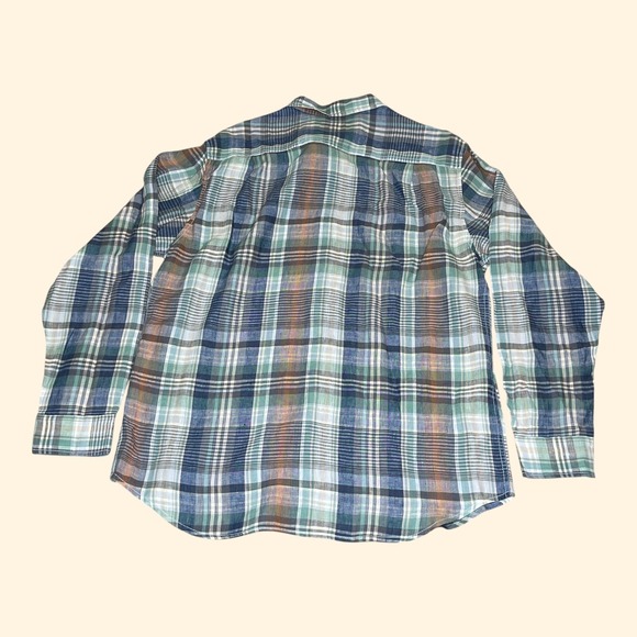 Tommy Bahama Mens LARGE Plaid Long Sleeve 100% Linen Button Down Shirt - Picture 2 of 11